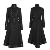Asymmetrie Worsted Long Punk Coat Frauen Schwarze Militäruniform