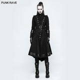 Asymmetrie Worsted Long Punk Coat Frauen Schwarze Militäruniform
