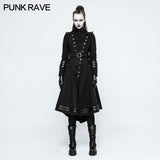 Asymmetrie Worsted Long Punk Coat Frauen Schwarze Militäruniform