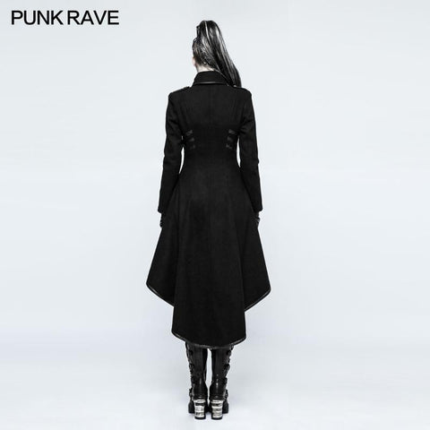 Kammgarn Long Punk Mantel Revers Kragen Militäruniform für Frauen