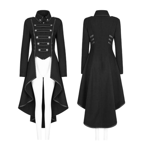 Kammgarn Long Punk Mantel Revers Kragen Militäruniform für Frauen