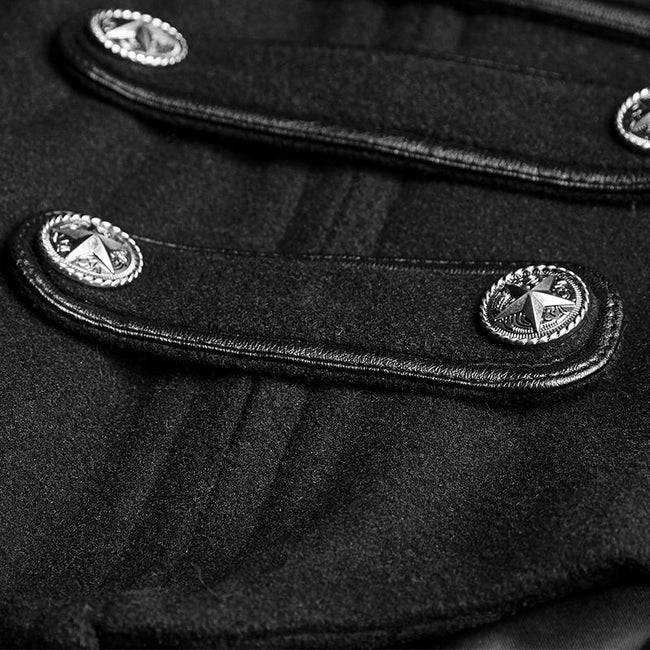 Kammgarn Long Punk Mantel Revers Kragen Militäruniform für Frauen