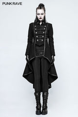 Kammgarn Long Punk Mantel Revers Kragen Militäruniform für Frauen