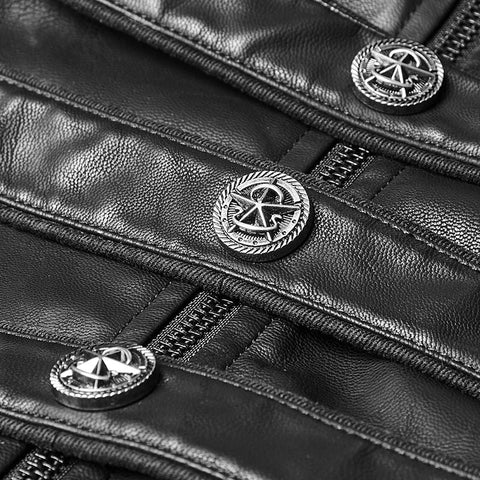 Frauen kurze Leder Punk Mantel Mantel Kragen Militäruniform