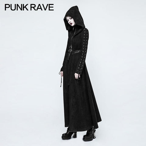 Frauen Dark Angel Long Gothic Mantel Hooded Fake Two Piece