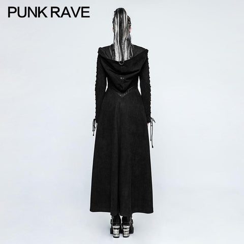 Frauen Dark Angel Long Gothic Mantel Hooded Fake Two Piece