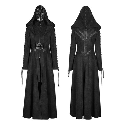 Frauen Dark Angel Long Gothic Mantel Hooded Fake Two Piece