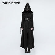 Frauen Dark Angel Long Gothic Mantel Hooded Fake Two Piece