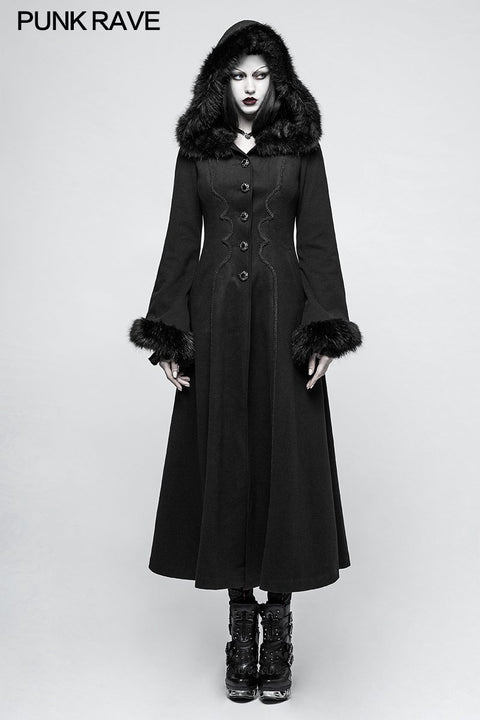Frauen Scheibenblumen Kammgarn langer gotischer Mantel mit Kapuze