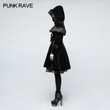 Sweet Lolita Style Velvet Hooded Gothic Mantel mit gestufter Spitze