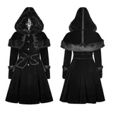 Sweet Lolita Style Velvet Hooded Gothic Mantel mit gestufter Spitze