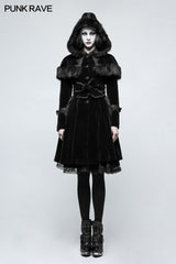 Sweet Lolita Style Velvet Hooded Gothic Mantel mit gestufter Spitze