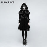 Sweet Lolita Style Velvet Hooded Gothic Mantel mit gestufter Spitze