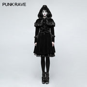 Sweet Lolita Style Velvet Hooded Gothic Mantel mit gestufter Spitze