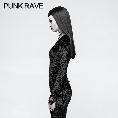 Tägliche Stickerei Diamond Velvet Gothic T-Shirts mit Positionierungskrawatte