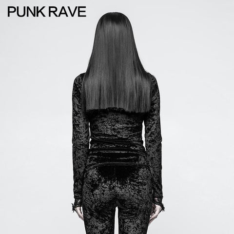 Tägliche Stickerei Diamond Velvet Gothic T-Shirts mit Positionierungskrawatte