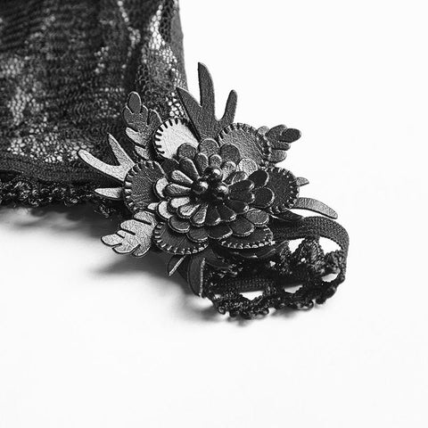 Tägliche Stickerei Diamond Velvet Gothic T-Shirts mit Positionierungskrawatte