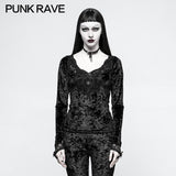 Tägliche Stickerei Diamond Velvet Gothic T-Shirts mit Positionierungskrawatte