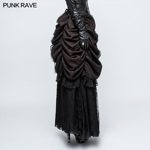 Wunderschöner Flame Jacquard Gothic Rock mit Bubble Lace Hem