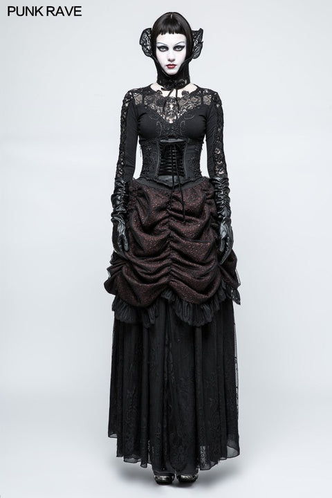 Wunderschöner Flame Jacquard Gothic Rock mit Bubble Lace Hem