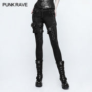 Ösen Skinny Elastic Punk Jeans Mit 3D-Tasche