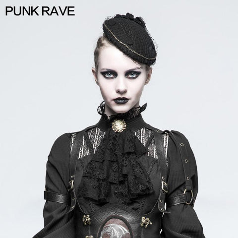 Schwarze Dual-Use Lace Punk Accessoires Krawatte für Frauen