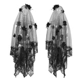 Exquisite Spitze Gothic Accessoires 3D Blume Wunderschöner Schleier Mit Fließendem Netz