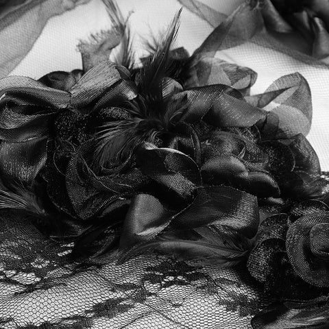 Exquisite Spitze Gothic Accessoires 3D Blume Wunderschöner Schleier Mit Fließendem Netz