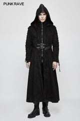 Winter Velvet Dark Angel Langer gotischer Mantel mit großem Hut