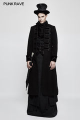 Exquisite wunderschöne lange schwarze gotische Mantel für Männer
