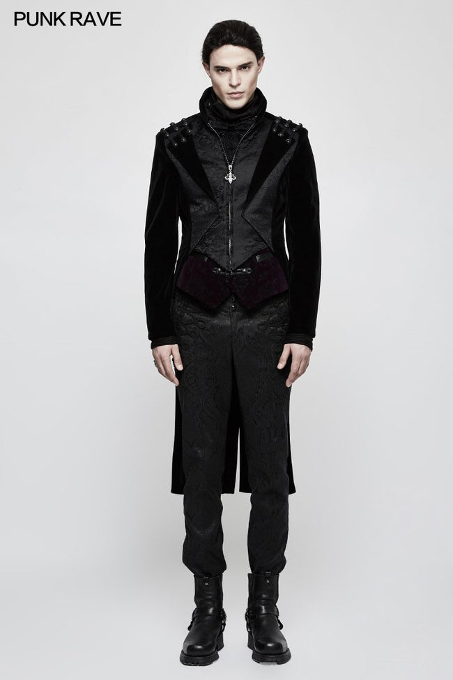 Mode Männer Samt Gothic Mantel mit verstellbarer Schnalle