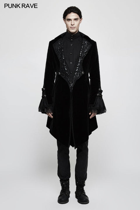 Wildleder geprägter Samt Gothic Coat Wunderschöner mittellanger Stil