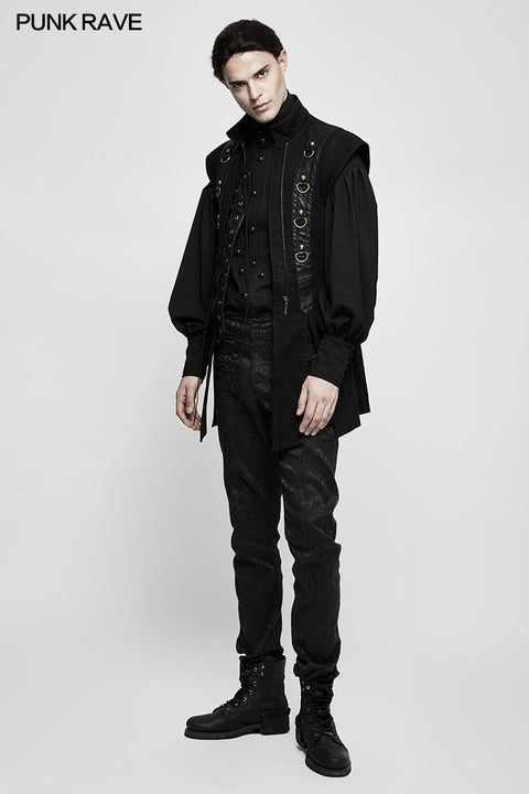 Wunderschönes Dise Floret Stripes Gothic Shirt mit langem Laternenärmel