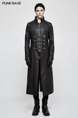Winter Männer langer Leder Punk Mantel mit Stehkragen