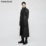 Winter Männer langer Leder Punk Mantel mit Stehkragen