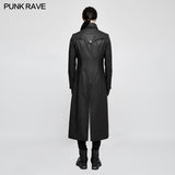Winter Männer langer Leder Punk Mantel mit Stehkragen