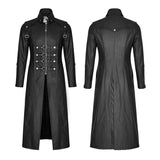 Winter Männer langer Leder Punk Mantel mit Stehkragen