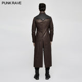 Winter Männer langer Leder Punk Mantel mit Stehkragen