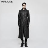 Winter Männer langer Leder Punk Mantel mit Stehkragen