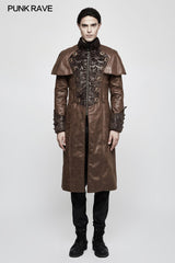 Steampunk Wunderschöner Vintage Leder Punk Mantel Mittlerer Stil