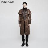 Steampunk Wunderschöner Vintage Leder Punk Mantel Mittlerer Stil