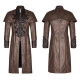 Steampunk Wunderschöner Vintage Leder Punk Mantel Mittlerer Stil