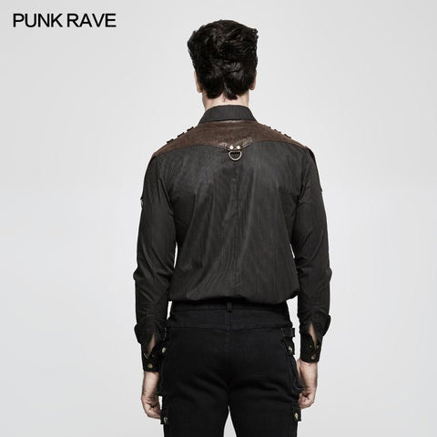 Hübsches gestreiftes Punk Shirt Hemd mit frei hängender Metallkette
