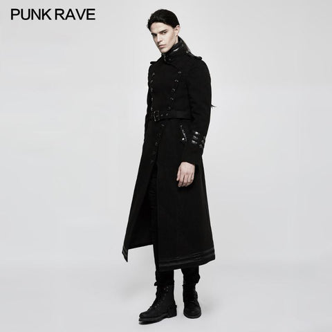 Militärische Uniform-Punkjacke mit Stehkragen und abnehmbarem Gürtel