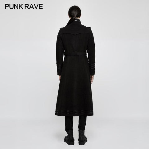 Militärische Uniform-Punkjacke mit Stehkragen und abnehmbarem Gürtel