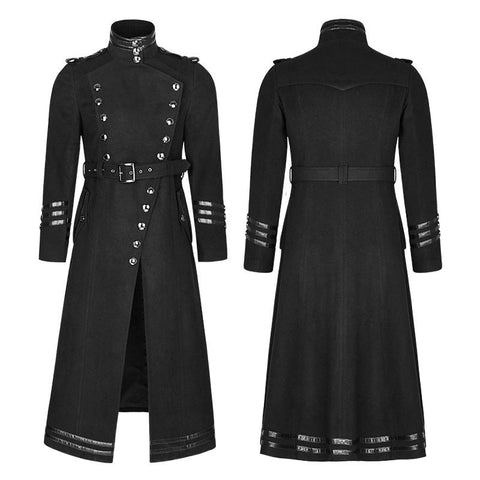 Militärische Uniform-Punkjacke mit Stehkragen und abnehmbarem Gürtel