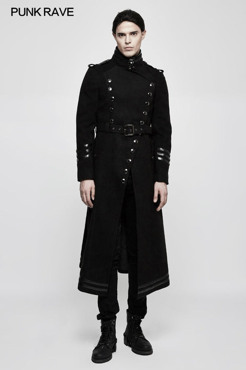 Militärische Uniform-Punkjacke mit Stehkragen und abnehmbarem Gürtel