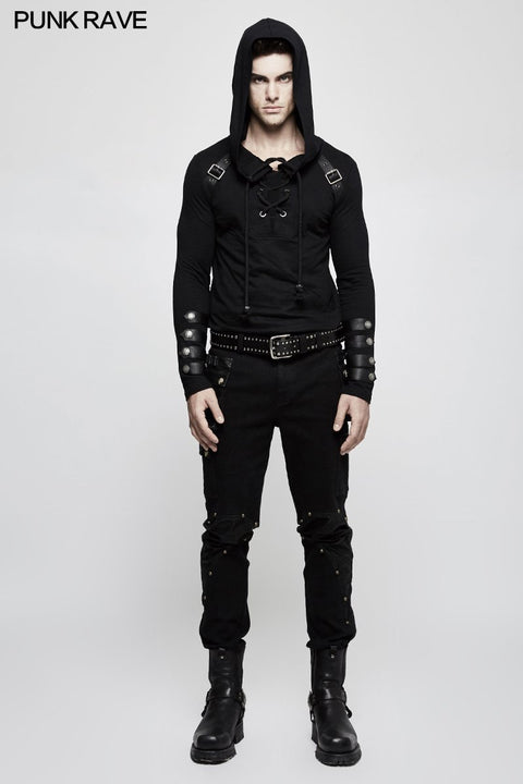 Kapuzen-Loop-Ärmel lange Punk-Pullover für Männer