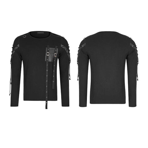 Militäruniform Langarm Punk T-Shirts Mit Band Design