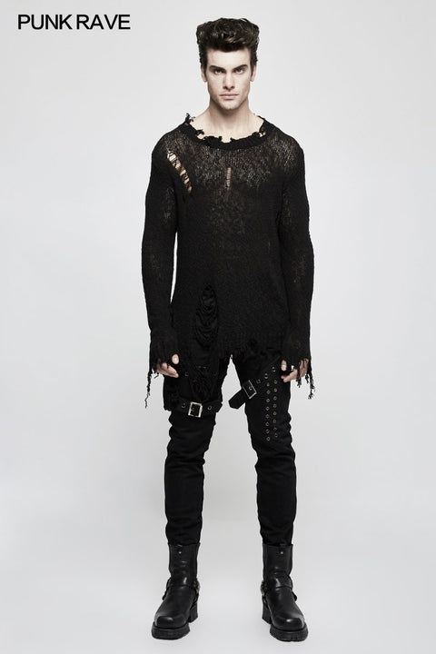 Dünner Garn Loose Punk Sweaters Pullover mit Dekadenzgefühl